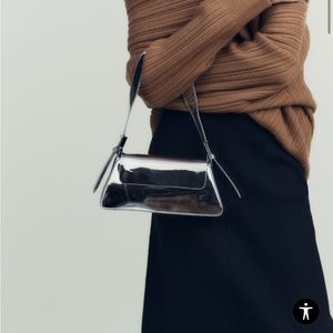 NWT Zara Silver Bag. Minimal Flap Shoulder Bag